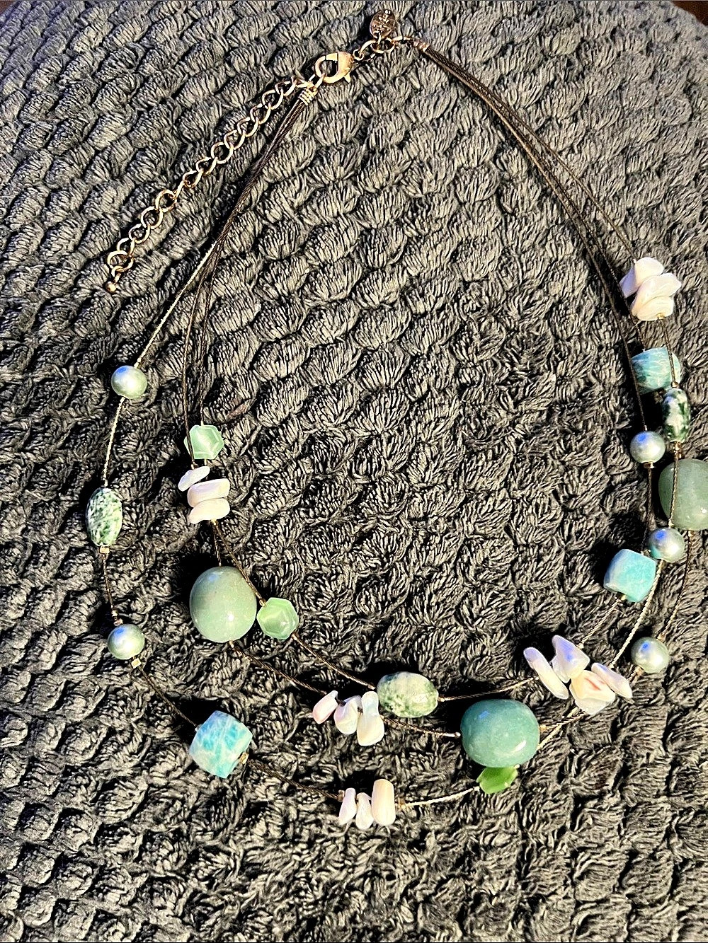 Style & Co Beaded Necklace in Green & White